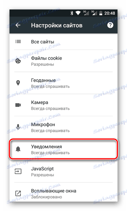 Oznámení v Google Chrome Mobile