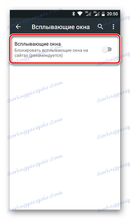 Zakázání kontextových oken v mobilním zařízení Google Chrome