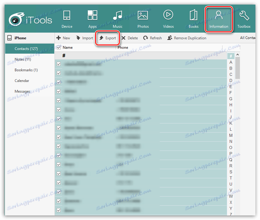 Перенесення контактів з Android через iTools