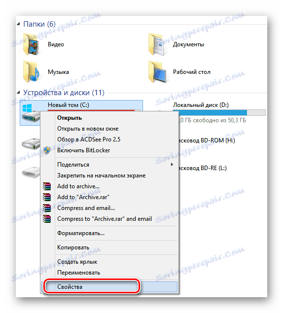 Vlastnosti svazku v Průzkumníku Windows 8