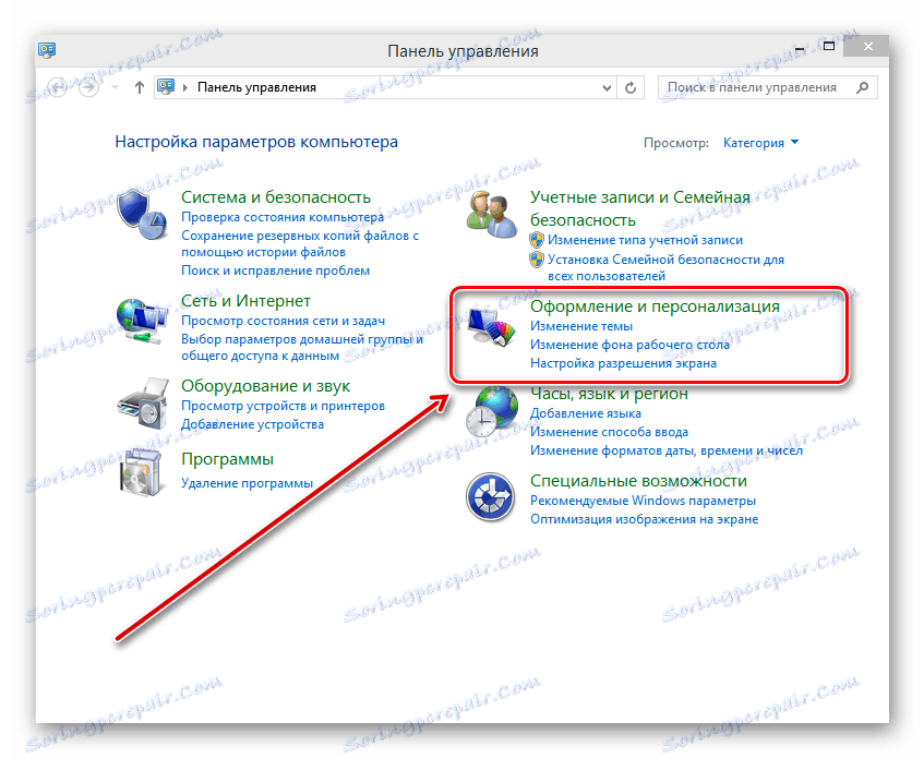 Контролен панел на менюто в Windows 8