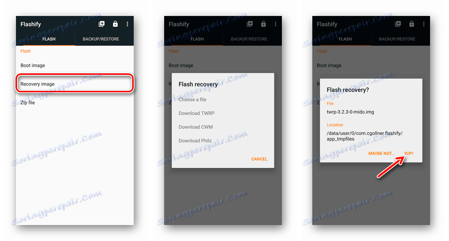 Uvozite zahtevano obnovitveno sliko v aplikacijo Flashify za Android