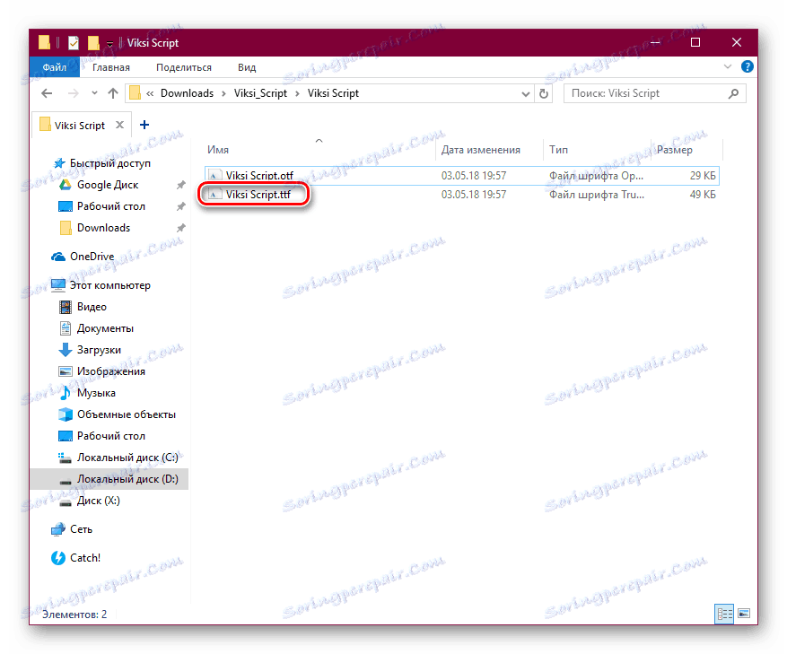 Stiahnuté písmo TTF v systéme Windows