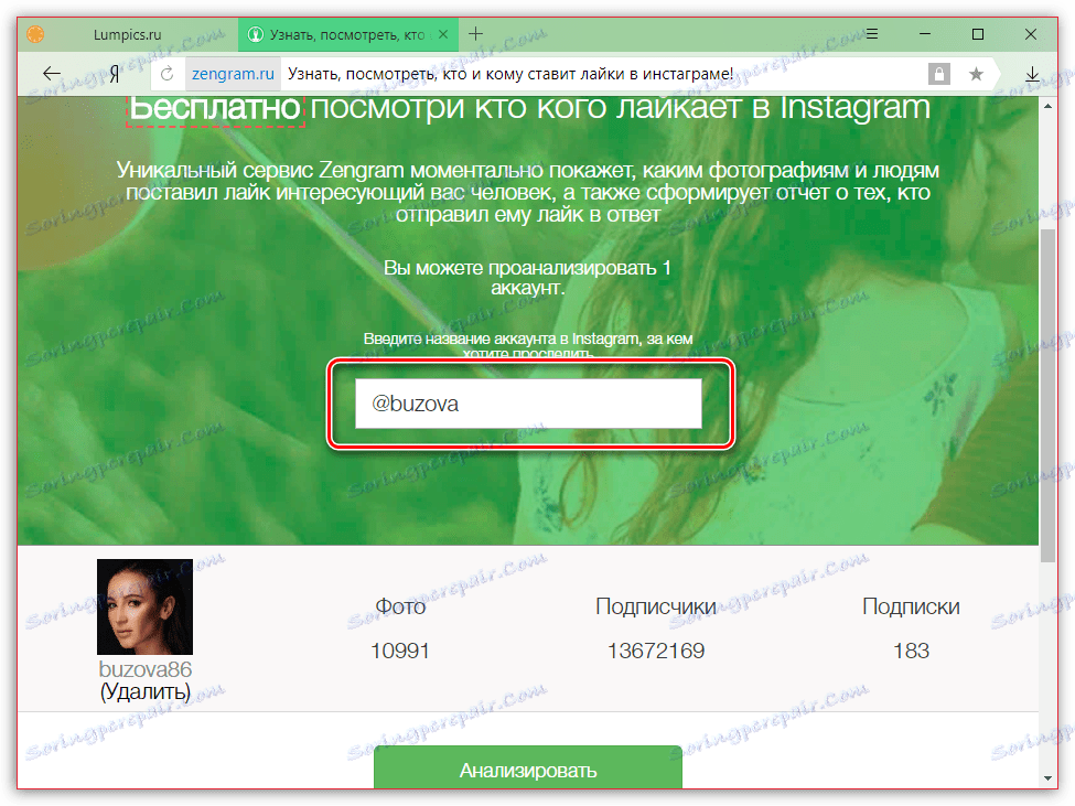 Vyberte používateľa v online službe Zengram
