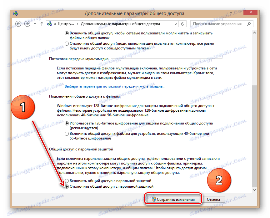 Zaščita gesla za dostop v skupni rabi v sistemu Windows 8