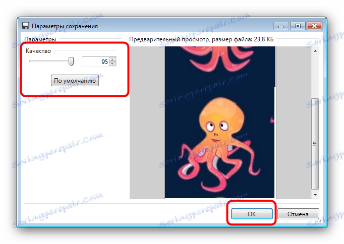 Wybierz jakość zapisywania JPG, połączoną w Paint.NET