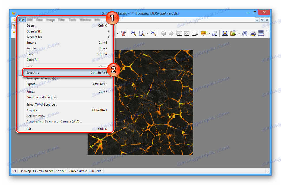 القدرة على حفظ ملف DDS في XnView