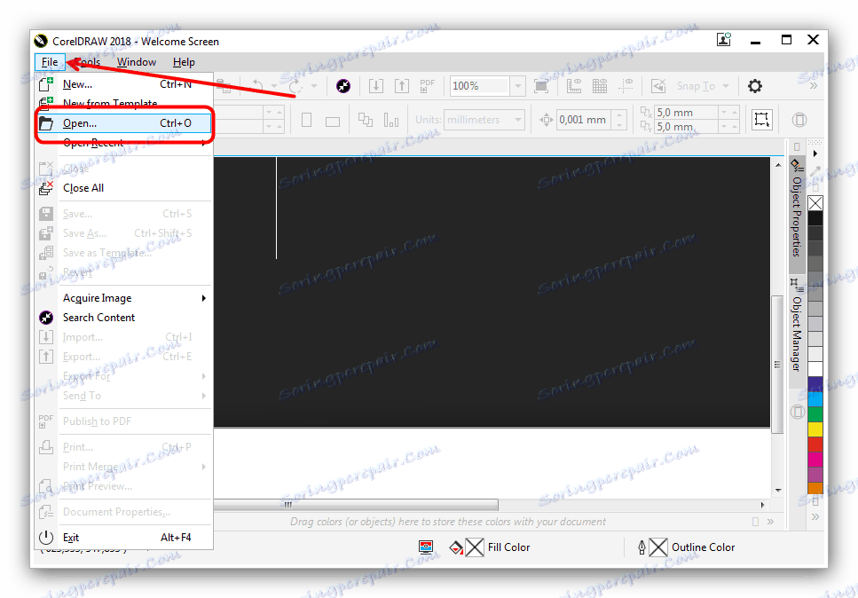 Почати відкриття файлу CDR в CorelDRAW