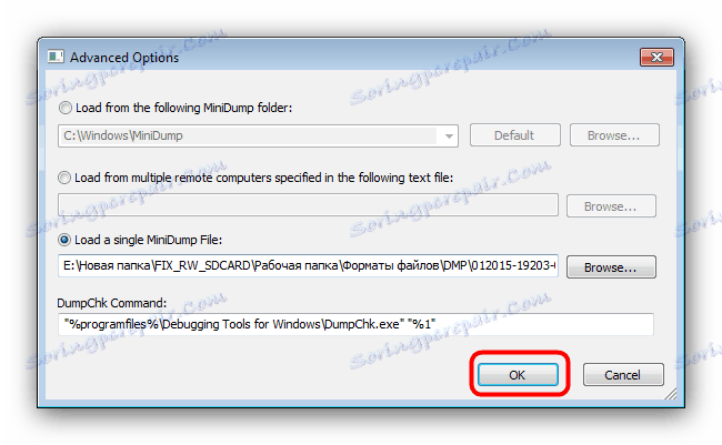 Zacznij otwierać plik DMP w BlueScreenView
