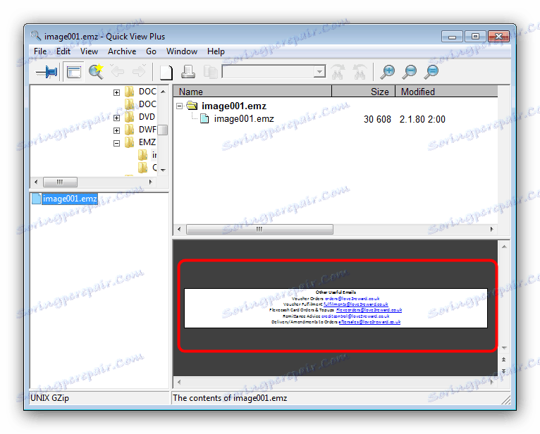 EMZ datoteka otvorena u Quick View Plus