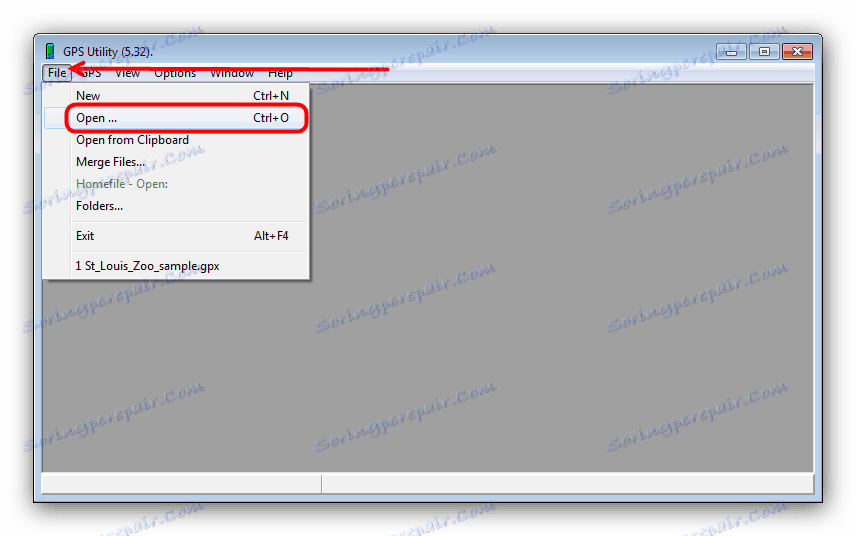 شروع به باز کردن یک فایل GPX در ابزار GPS