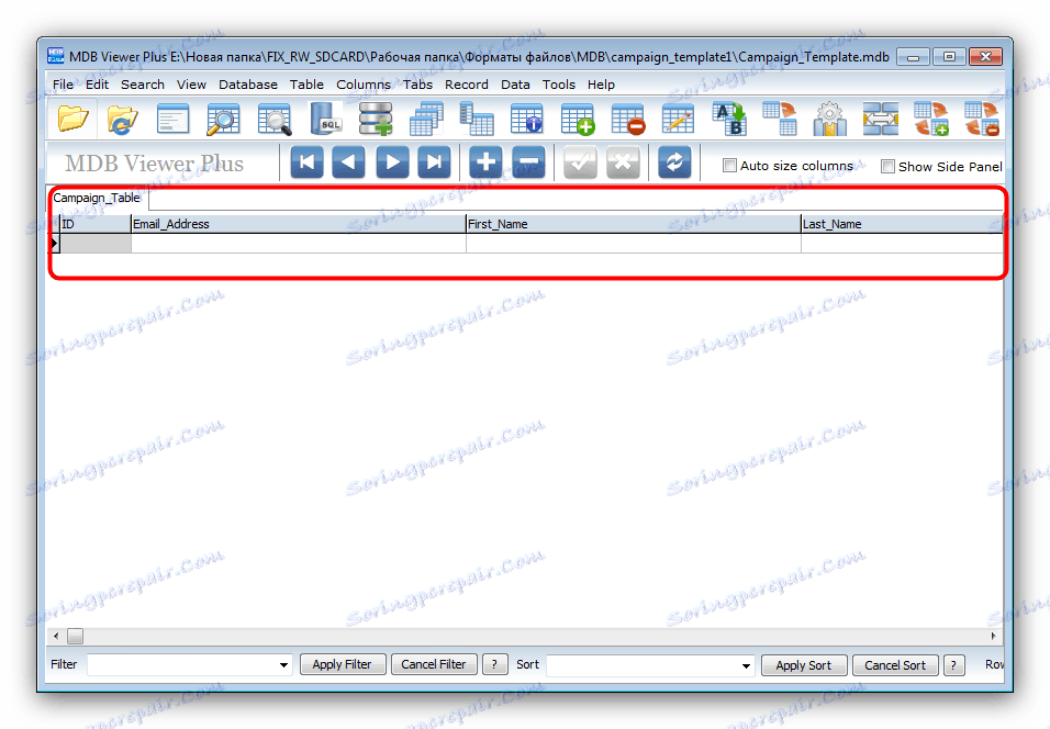 افتح ملف MDB في MDB عارض Plus