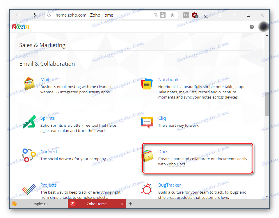 در حال اجرا Zoho Docs