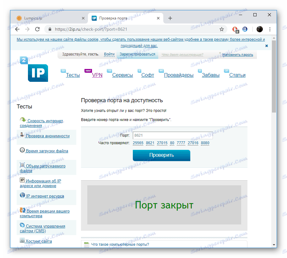Подаци о статусу луке на сајту 2ИП.ру