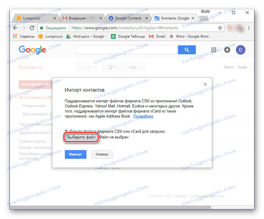 Voľba súboru v službe Gmail