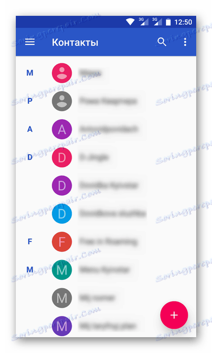 Zoznam importovaných kontaktov v systéme Android