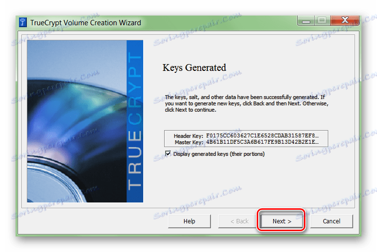 Zakończenie tworzenia kryptokey w TrueCrypt