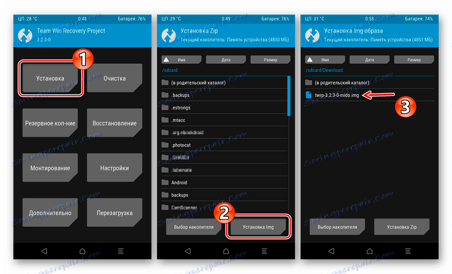 Výber IMG obrázka obnovy TWRP pre inštaláciu