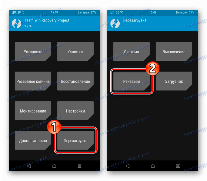 Reboot z TWRP späť na obnovenie