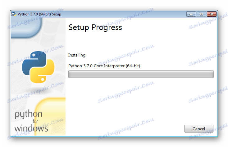 Čekání na dokončení instalace Pythonu
