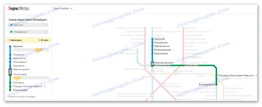 Obrnjena pot v Yandexu. Metro