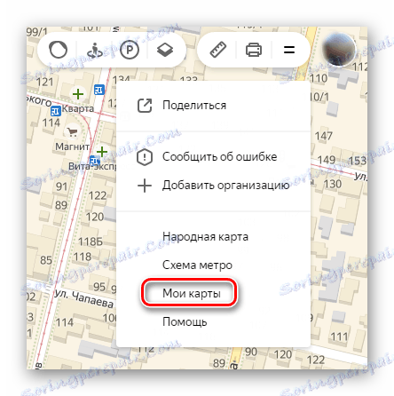 Pojdite na kartico »Moji zemljevidi« na strani Yandex.Maps
