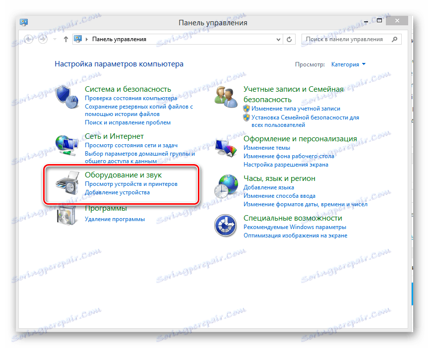 Nadzorna plošča okna v operacijskem sistemu Windows 8