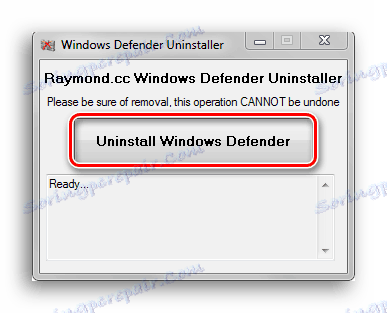 Okno Odinštalátor programu Windows Defender s tlačidlom na odstránenie brány Defender