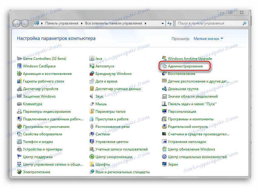 Spustenie administratívneho programu pomocou ovládacieho panela