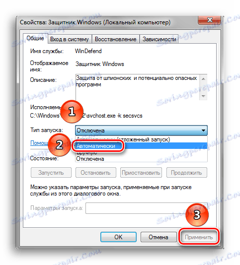 Povolenie automatického spustenia služby Defender Windows