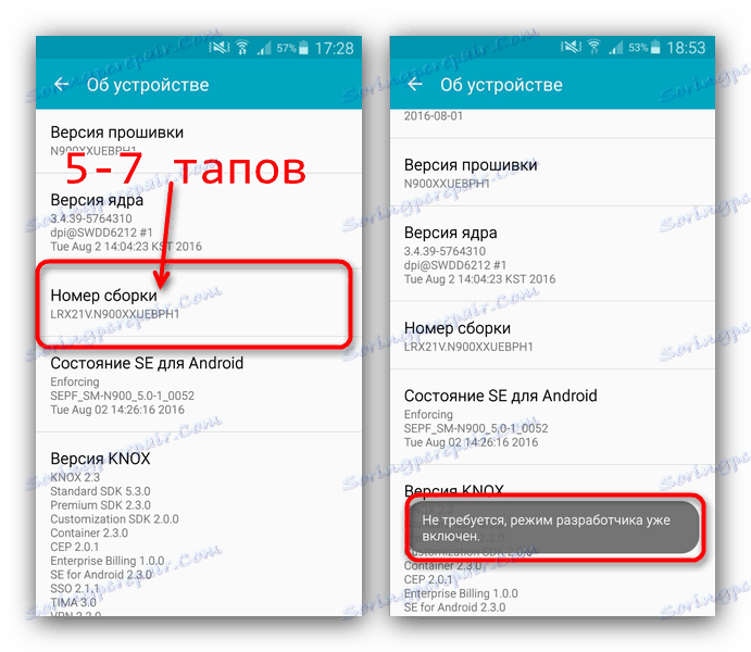 Omogočite način razvijanja Android za dostop do odpravljanja napak USB