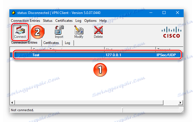 Przycisk Połącz z wybranym połączeniem w sieci VPN Cisco