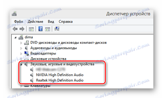 Zvukové zariadenia vo Správcovi zariadení v systéme Windows 8