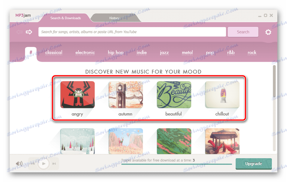 Seznami predvajanja na voljo v programu MP3jam