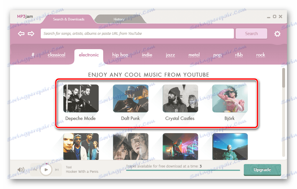 V programu MP3jam izberite umetnike po žanru