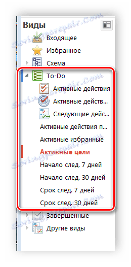 Вибір виду області MyLifeOrganized