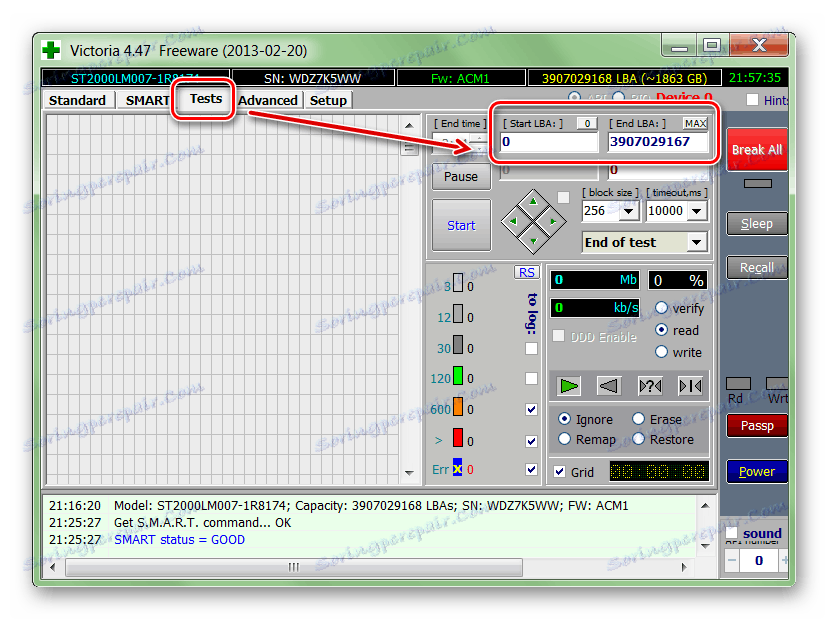 Výběr místa pro testování přes Victoria
