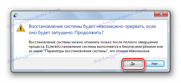 Потвърждаване на стартирането на процедурата за възстановяване на системата в диалогов прозорец в Windows 7