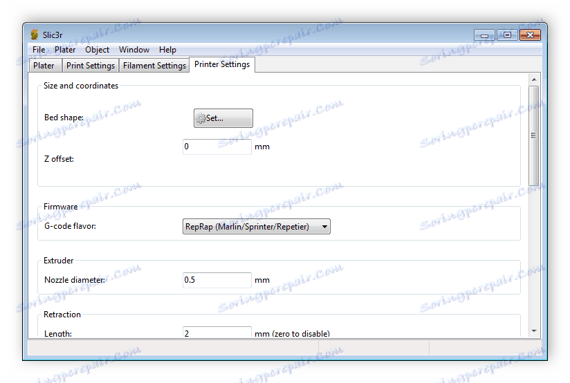 أجهزة الإعداد التفصيلية Slic3r