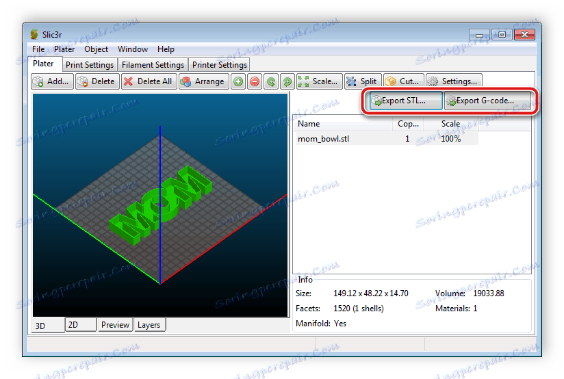تصدير تعليمات جاهزة في برنامج Slic3r