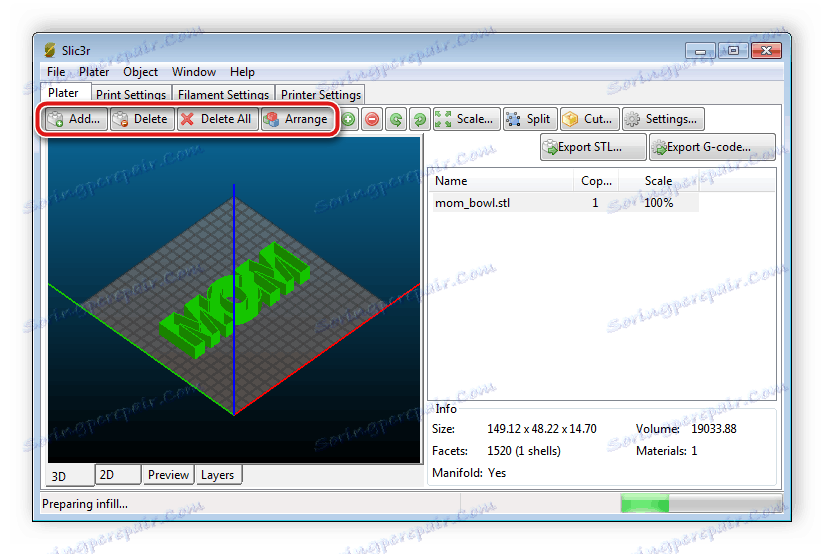 العمل مع نماذج في برنامج Slic3r