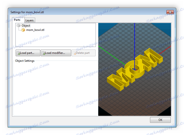 إضافة أجزاء إلى النموذج في Slic3r