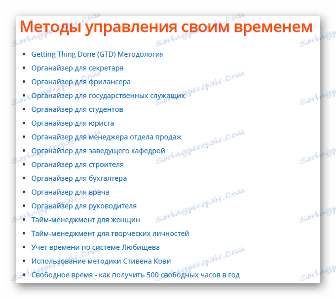 Metody zarządzania czasem na oficjalnej stronie internetowej programu LeaderTask