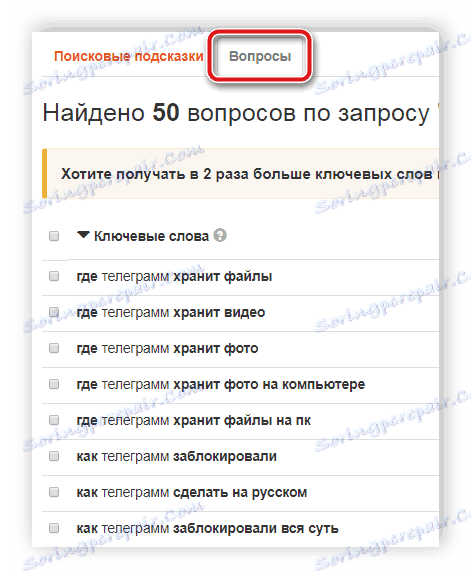 قم بالتبديل بين استعلامات أداة KeyWord