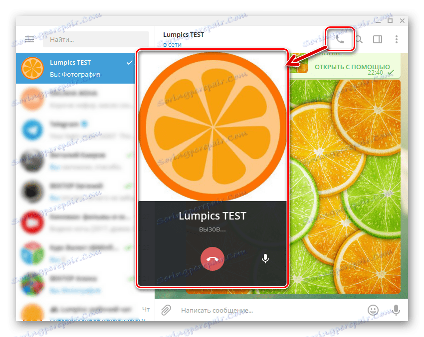 Telegram Volání na plochu pro účastníky služby
