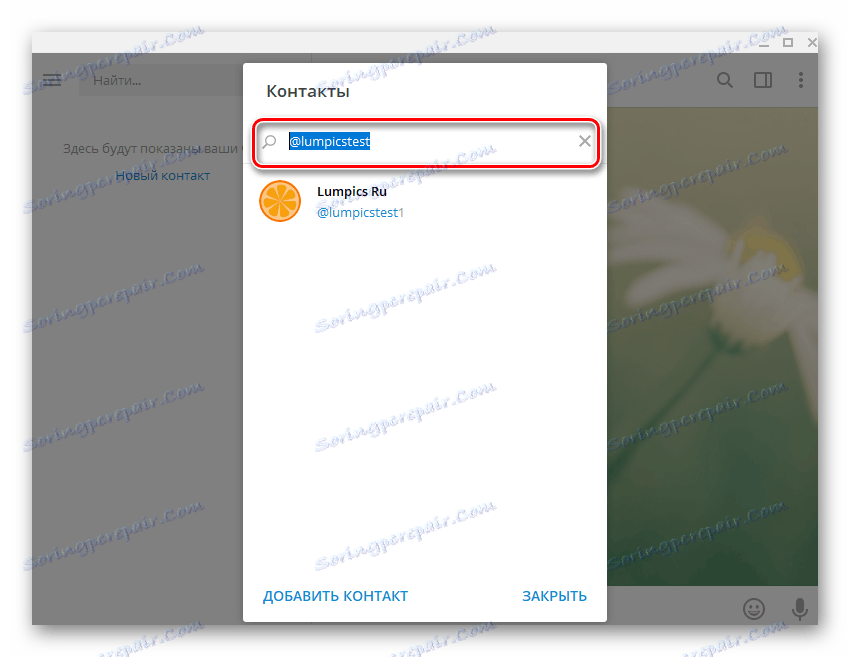 Telegram pro PC Vyhledávání kontaktů podle uživatelského jména ve službě