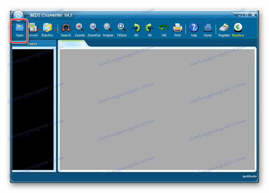 باستخدام زر فتح في محول MDI
