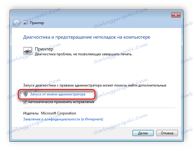 Zaženite diagnostično orodje kot skrbnik sistema Windows 7.