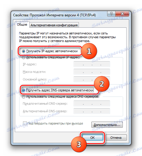Omogoči samodejno nalaganje naslovov IP in DNS v oknu lastnosti omrežne povezave v operacijskem sistemu Windows 7