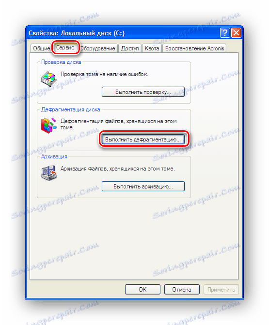 Prijelaz na particiju defragmentacije pomoću alata sustava Windows XP